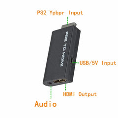 محول صوت وفيديو PzzPss PS2 إلى HDMI متوافق مع 480i/480p/576i مع مخرج صوت 3.5 مم يدعم جميع أوضاع العرض من PS2 إلى HD