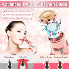 Face Hair Remover LED Ligh Painless Hair Shaver Trimmer Blade Facial Hair Removal 2 IN 1 Electric Eyebrow Trimmer Razor