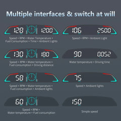 AD Car Speedometer With Alarm Water Temperature Meter G3 GPS / B3 OBD Head Up Display Accessories Auto Tachometer Clock Time