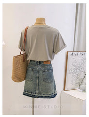 Anti-Aging Cartoon Print ort Sve Women's T-irt Loose Fit Summer Casual round Ne oulder Appropriate Outerwear