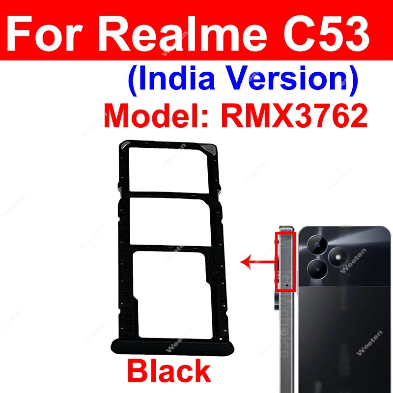 SIM Card Tray For Realme C51 C53 C55 4G Sim Card Tray SIM Card Holder Reader Slot Replacement Parts
