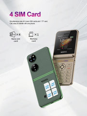 هاتف محمول SERVO Pocket S1 بأربع بطاقات SIM قابل للطي، اتصال سريع، GSM، صوت سحري، مصباح يدوي، تسجيل مكالمات، MP4، FM، نسيج، هواتف خلوية