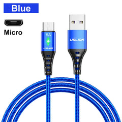 كابل USB صغير 5A من USLION كابل شحن سريع USB إلى Micro USB 2.0 سلك شحن Android لهاتف Samsung Galaxy S7 S6 Note