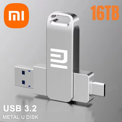 محرك أقراص فلاش Xiaomi 16 تيرابايت USB 3.2 عالي السرعة لنقل USB Type-c 2 في 1 8 تيرابايت 16 تيرابايت OTG Pendrive قرص فلاش مقاوم للماء للكمبيوتر