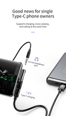 Baseus L41 Type-C to 3.5mm Jack Audio Cable Earphone Splitter Adapter for Xiaomi Huawei USB C Charger Aux Connectors Adapters