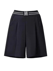 High Waist Straight Leg Elastic Women's Seven-Foot Pants Casual Outdoor Wear Summer Slimming Spor Wide Leg orts