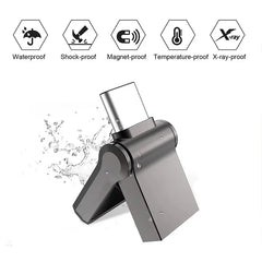 محرك أقراص فلاش USB Type-c 2 في 1 من شاومي بسعة 2 تيرابايت 3.2 بوصة، نقل عالي السرعة، قرص معدني مقاوم للماء، عالمي للهواتف المحمولة والكمبيوتر