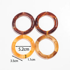 Pulsera elástica de acrílico con cuentas de resina, ámbar y bambú, hecha a mano, de diseñador, 4 unidades, 2024