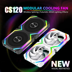JUMPEAK CS120 ARGB Cooling Fan 360mm 240mm Modular Stackable Splicing PWM Silent 120mm RGB Fans For Gaming PC Case Water Cooler
