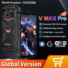 [العرض العالمي الأول] هاتف DOOGEE V MAX PRO 5G الذكي المتين Dimensity 7050 12GB+512GB شاشة 6.58 بوصة 120 هرتز كاميرا 108 ميجابكسل نظام Android 14