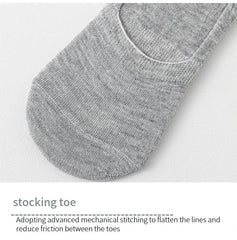 5 Pairs of WOMEN'S Solid Color Invisible Socks, Cotton Silicone Anti Slip Spring Ankle Socks, Casual Breathable Thin Boat Socks