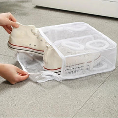 Portable Shoe Washing Bag Mesh Washing Machine Shoes Bag Anti-Deformation Zipper Laundry Bag for Travel Shoes Clothes Storage
