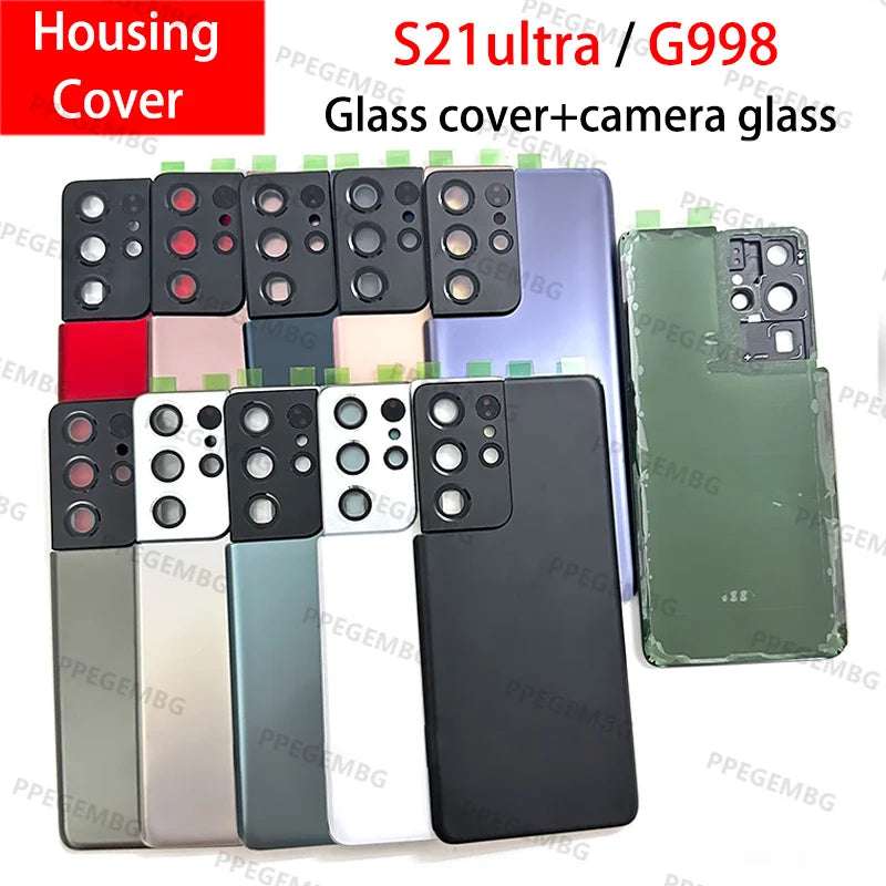 S21ultra Glass For Samsung S21ultra s21 ultra G998 Battery Back Cover Rear Door Lid Panel Shell Housing Case Camera Lens Parts