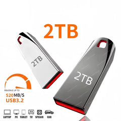 محرك أقراص فلاش معدني USB 3.2 عالي السرعة بسعة 2 تيرابايت، محرك أقراص USB محمول مقاوم للماء بسعة 1 تيرابايت، محرك أقراص فلاش USB محدث جديد
