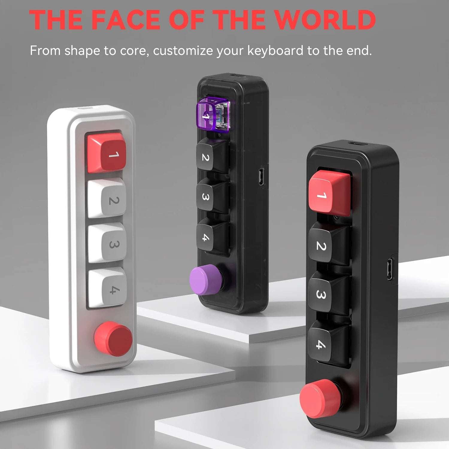Mechanical Keyboard Macro Programming Keyboard RGB Mini Hot Swap 4 Keys 1 Knob Wired Hot Swap Macro Gaming Mechanical Keyboard