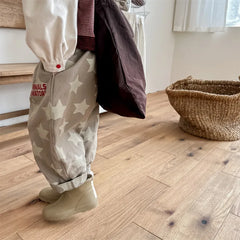7030-1 Children Pants autumn boys and girls loose leg pants children harem cotton printed pants girl's pants