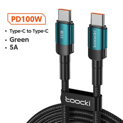 كابل Toocki 100 واط من النوع C إلى USB C بتقنية PD 3.0 للشحن السريع 4.0 من النوع C إلى النوع C لأجهزة iPhone 15 وMacbook وSamsung وXiaomi