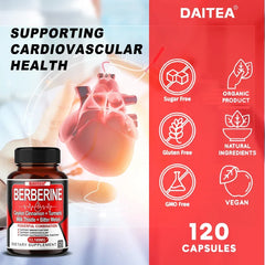 Daitea Berberine Capsules - Ceylon Cinnamon + Turmeric + Bitter Melon Extract - Cardiovascular and Digestive Health Non-GMO