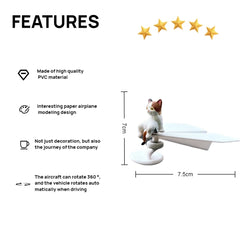 Funny Car Interior Decoration Ornaments Cute Cat 360 ° Rotating Airplane Auto Dashboard Decoration Gadgets For Car Accessories