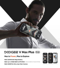 DOOGEE V Max Plus Rugged Phone 22000mAh 36GB(16+20) 512GB 200MP Camera Phone 6.58" 120Hz Dimensity 7050 Android14