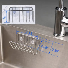 Sponge Holder For Kitchen Sink, Stainless Steel Suction Cup Sponge Caddy Kitchen Supplies Wall Mounted Sink Kitchen Organizer