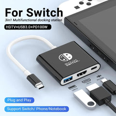 Game Dock 4K HDMI USB 3.0 Hub Adapter USB C Splitter TV Portable Docking Station for Laptops PC iPad MacBook Air Pro