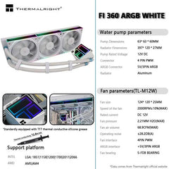 مبرد تبريد مائي متعدد الاستخدامات Thermalright FROZEN INFINITY 360، مزامنة ARGB Divine Light، يدعم LGA1700/AM5/AM4