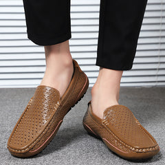 Summer Luxury Brand Men Casual Shoes Soft Genuine Leather Mens Loafers Moccasins Italian Designer Breathable Slip on Boat Shoes