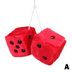 1Kit Fuzzy Plush Dice with Dots Retro Square Plush Hanging Mirror Fuzzy Dices Kid Toys For Pink Car Interior Ornament Decoration