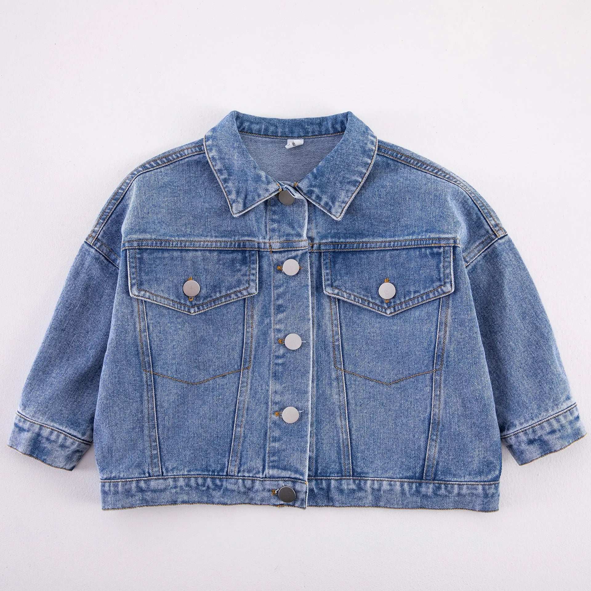 6704-1 Children's Denim Jacket Spring and Autumn Korean Girl's Denim Jacket Casual Loose Boy's Coat Cardigan.