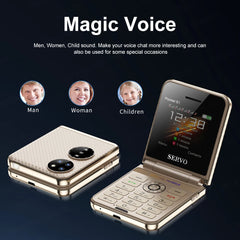 هاتف محمول SERVO Pocket S1 بأربع بطاقات SIM قابل للطي، اتصال سريع، GSM، صوت سحري، مصباح يدوي، تسجيل مكالمات، MP4، FM، نسيج، هواتف خلوية