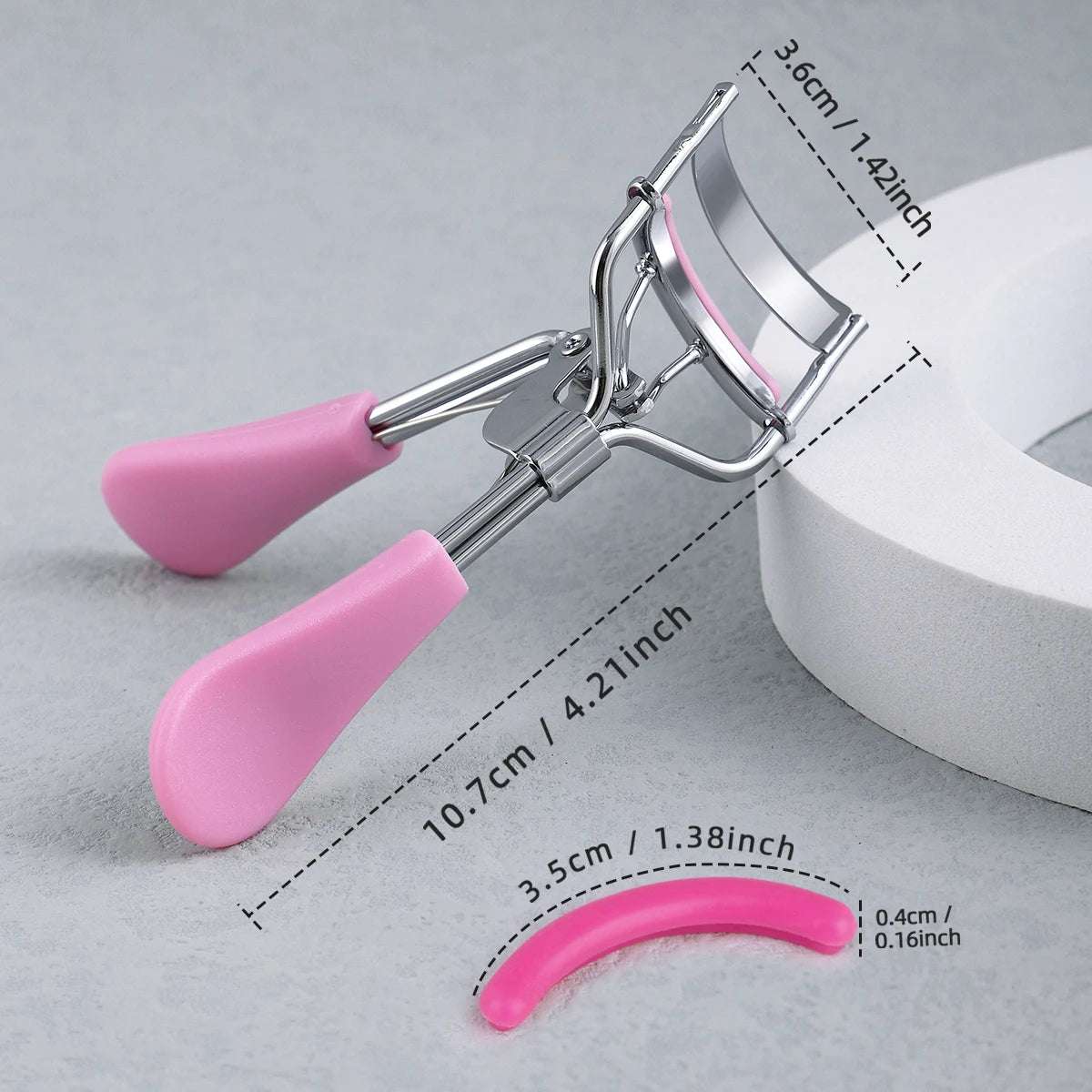 Portable Eyelash Curler with 15 Silicone Pads and Stainless Steel Eyelash Curler, Used for Eyelash Extension and Curling Tools