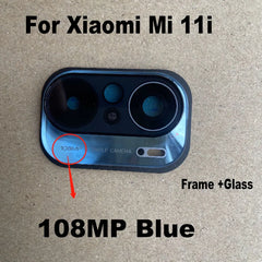 جديد لهاتف Xiaomi MI 11i MI11i 5G عدسة الكاميرا الخلفية الزجاجية مع إطار وحامل وغطاء وملصق لاصق بديل