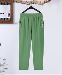 Summer plus size Stretch Harem Pants Mother Thin Summer Baggy Pantalones Women  Casual Button High Waist Trousers