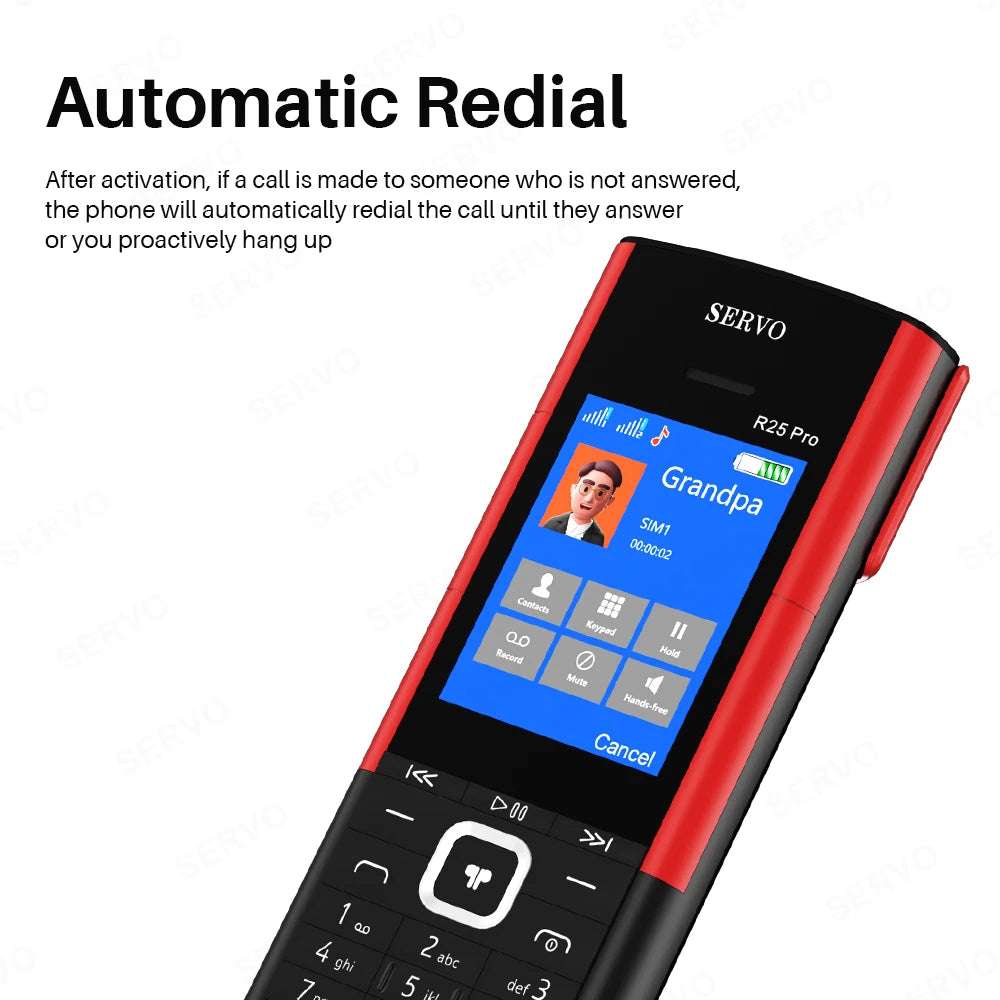 SERVO R25 PRO Originality Mobile Phone Dual SIM 2GGSM TWS Super Sound Blacklist Bluetooth Dial Speed Dial Auto Call Record Torch