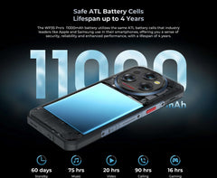 Oukitel WP35 PRO Rugged Smartphone 5G 11000mAh 36GB+512GB, 6.6" 2.4K Display Andiron 14, 64 MP, NFC Cell Phone