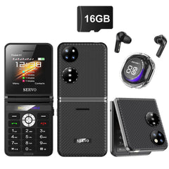 هاتف محمول SERVO Pocket S1 بأربع بطاقات SIM قابل للطي، اتصال سريع، GSM، صوت سحري، مصباح يدوي، تسجيل مكالمات، MP4، FM، نسيج، هواتف خلوية