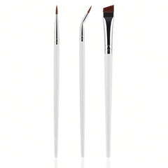 3pcs Eye Makeup Brush Ultra Fine Eyeliner Brush Set, Including Straight, Angled, Bent Tip, Suitable For Makeup