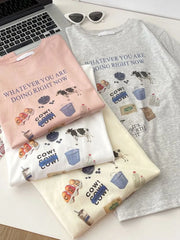 Sweet Japanese Sle Pink Cotton ort Sve T-irt Women Loose Slimming Summer Thin round Ne Student f Sve Top