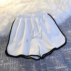Women yoga Shorts Summer outer wear mid-waist casual loose straight pants lady stylish thin breathable wide leg gym short pants