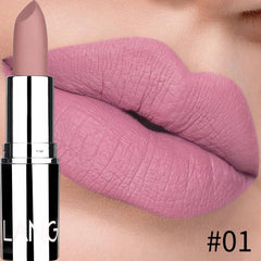أحمر شفاه Langmani Silver Tube Matte Lipstick Non Staying Cup Makeup أحمر شفاه متوفر بـ 8 ألوان