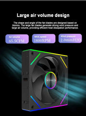 UPSIREN WF-3 120mm Wire-free splicing case fan motherboard light synchronization 4PIN PWM Center axis CD texture design 12CM