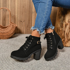 2024Women High Heel Ankle Boots Autumn Winter Booties Woman Fashion New Lady Shoes Brown Black Short Boot Female Botas De Mujer
