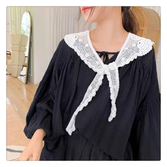 Women Shrugs Lace Hollow Out Female Summer Casual All-match Shawls Simple Scarf-collar Sleeveless Knitted Tops Korean Style Chic