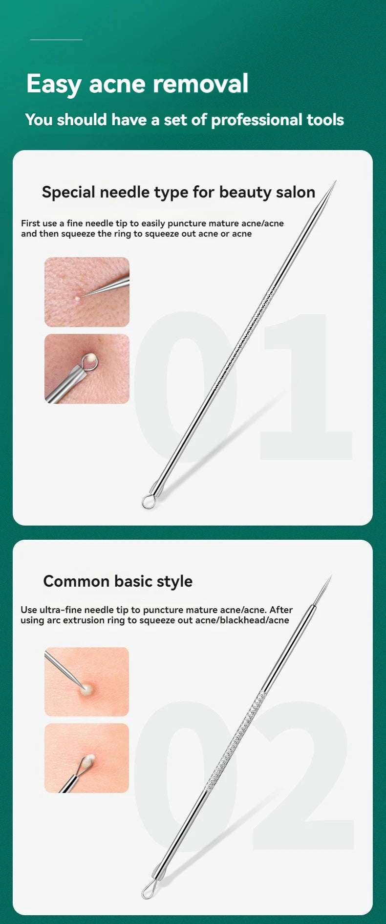 8 PCS Stainless Steel Acne Clip, Cell Clip, Blackhead Clip, Acne Needle, Beauty Salon Acne Needle, Acne Needle Tool