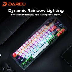 DAREU 2.4G Wireless Mechanical Gaming Keyboard 4000mAh Red Switch All Key Non-conflict Rainbow Lighting with Multifunction Knob