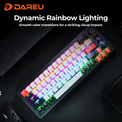 DAREU 2.4G Wireless Mechanical Gaming Keyboard 4000mAh Red Switch All Key Non-conflict Rainbow Lighting with Multifunction Knob