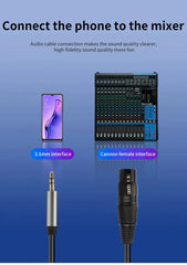 كابل صوت XLR إلى 3.5 مم، ميكروفون، سلك صوت تناظري متوازن، XLR أنثى إلى مقبس AUX 3.5 مم لجهاز الكمبيوتر والهاتف ومكبر الصوت