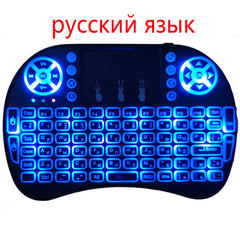 Backlight English Russian French Spanish Portugal Fly Air Mouse 2.4G Touchpad for Android TV Box PC I8 Mini Wireless Keyboard