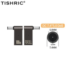TISHRIC Laptop Power Charger Supply Connector Adapter PD 100W 5A  USB Type-C Female to DC Male For HP/Lenovo/DELL